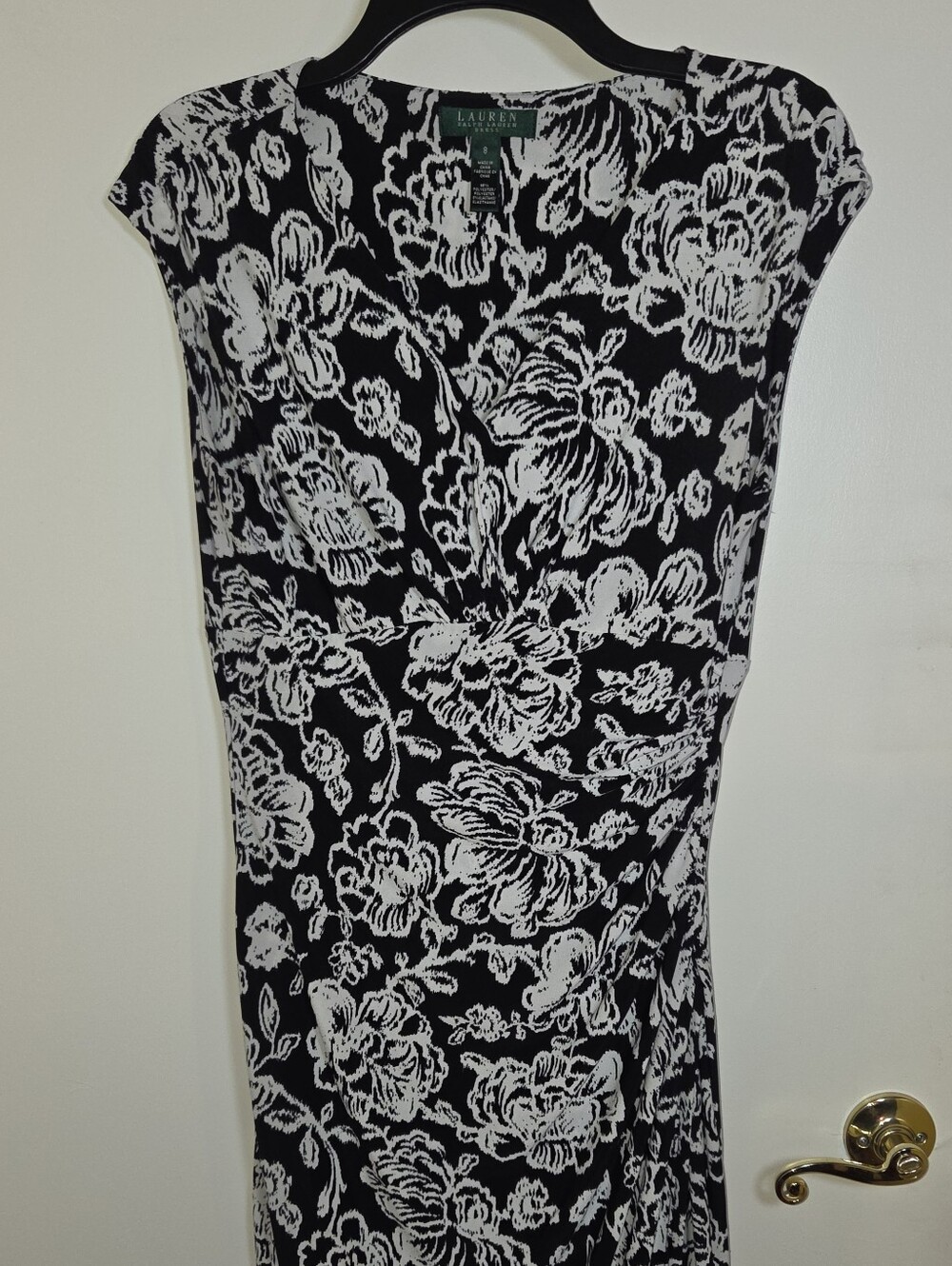 L Ralph Lauren Floral Print Dark Feminine Office Siren Sleeveless Dress Size 8